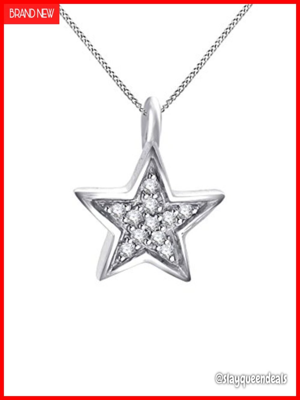 14k Gold Over Sterling Silver Star Pendant Necklace with Natural Diamond